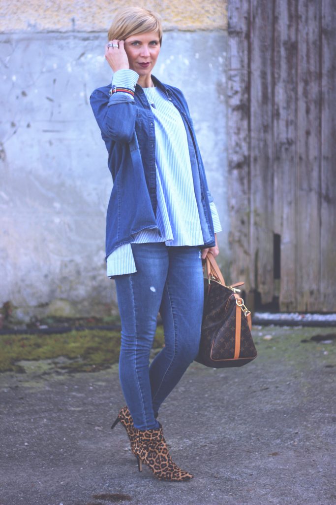 Denim-Styling, Tunika, hellblau, Leo-Booties, Conny Doll, Only, Zara, Mango, casual