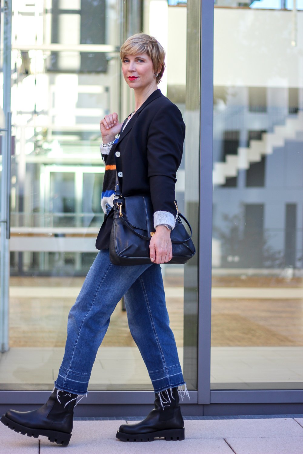 conny doll lifestyle: Jeans-Culotte, Styling mit Boots, Herbstoutfit, Chunky-Boots